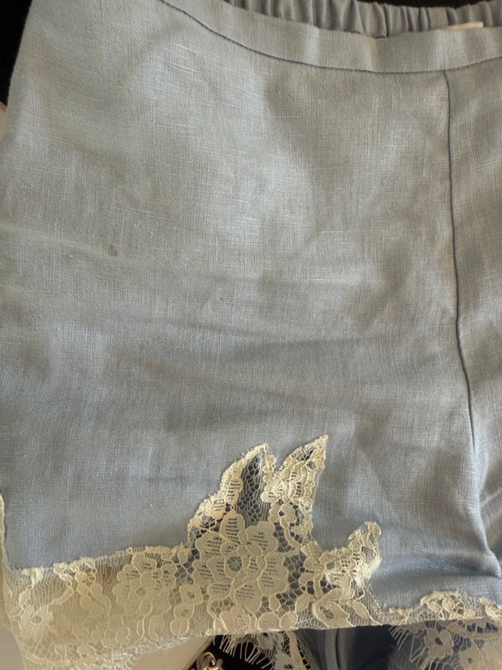 Reformation Light Blue Lace-Trim Linen Shorts - Picture 4 of 4